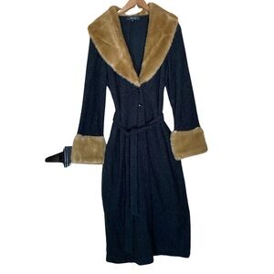 Arden b cardigan full faux fur collar Sweater Lg